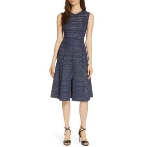 VERONICA BEARD FOLEY SLEEVELESS METALLIC FLARE MIDI DRESS sz M